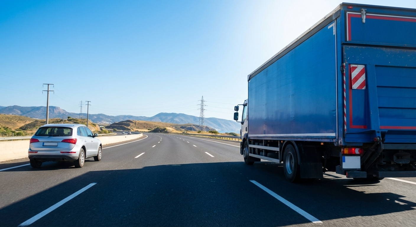 Al circular por una autopista con una motocicleta detrás de un camión que ya viaja a su velocidad máxima permitida, ¿está permitido efectuar un adelantamiento?
