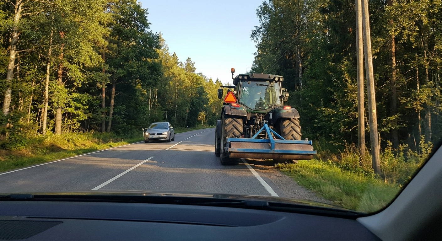 Observando la posición del tractor agrícola de MMA inferior a 3500 kg, ¿está circulando de forma adecuada por esta vía?