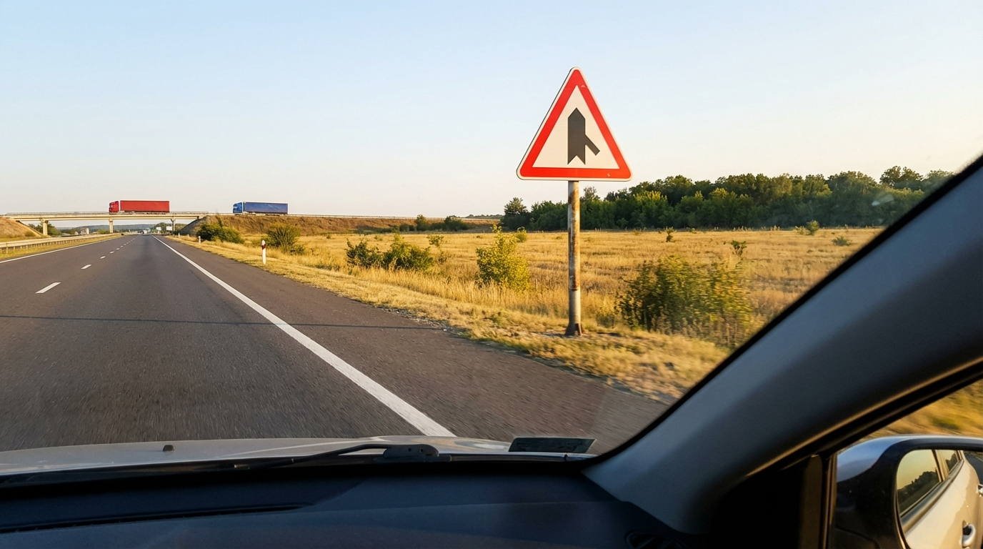 Ante la señal vertical que advierte de una incorporación por el lado derecho, ¿cómo debe actuar el conductor que circula por la vía principal respecto a los vehículos que se integran?