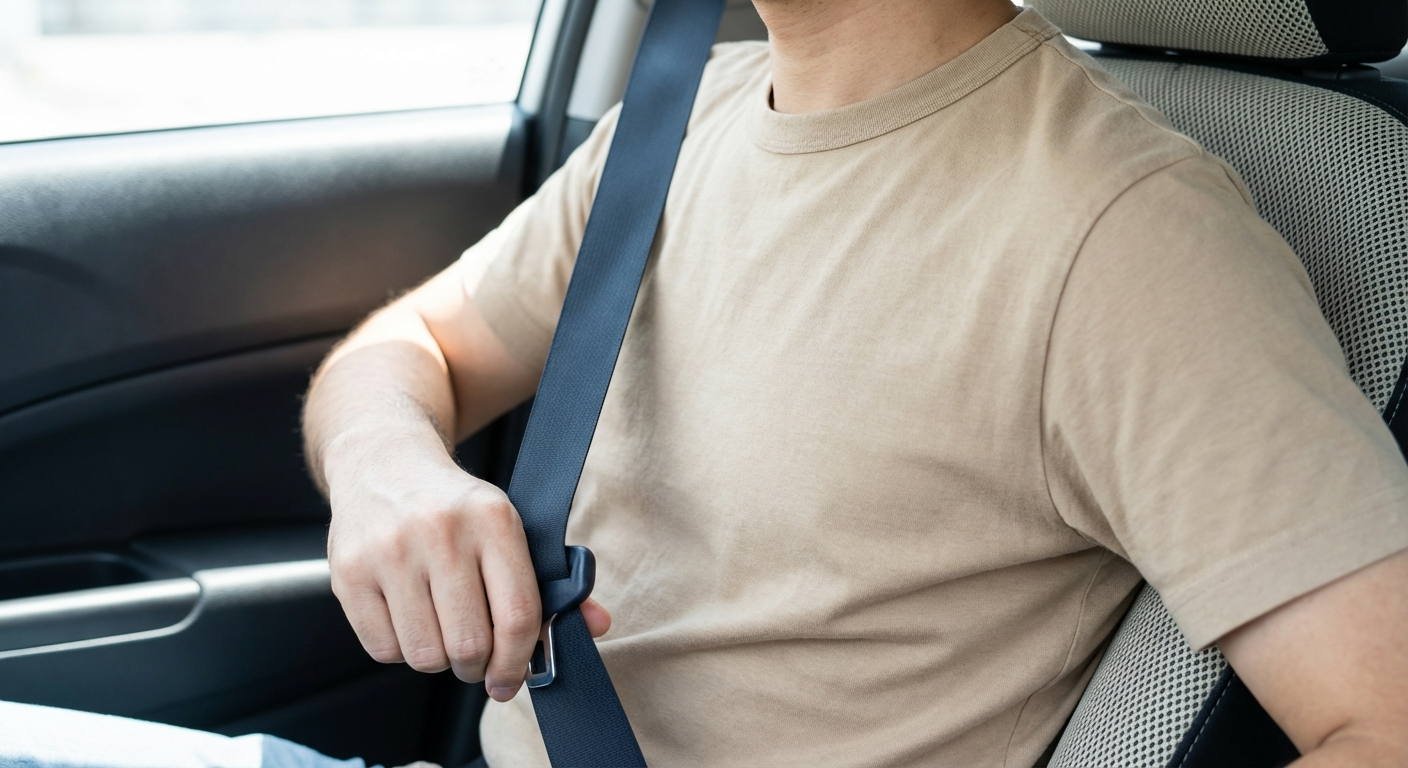 ¿Por dónde debe pasar la cinta torácica del cinturón de seguridad?