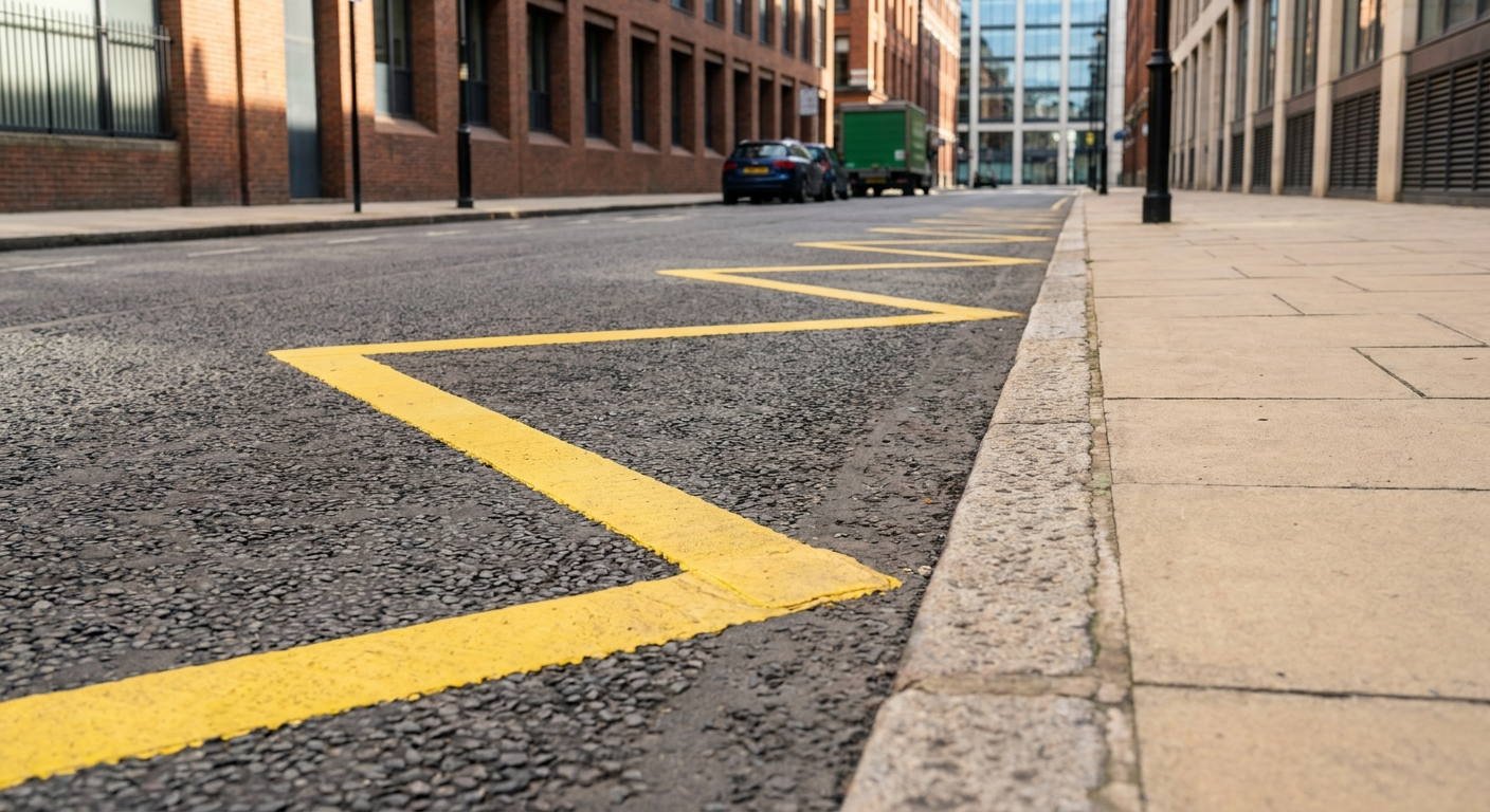 En un tramo de la vía señalizado con una marca vial amarilla en zigzag, ¿está permitido que un conductor deje su camión estacionado durante la noche?
