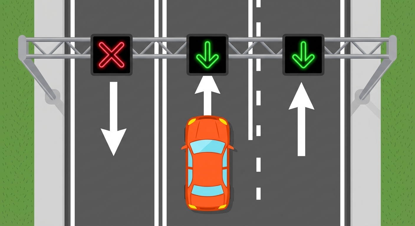 ¿Le está permitido a un camión circular por un carril que se encuentra señalizado como reversible?