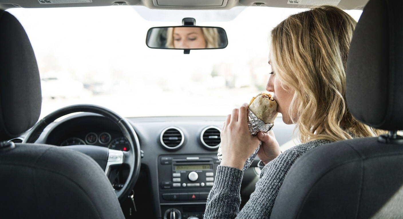 Comer y beber cuando se conduce, ¿puede provocar que el conductor se distraiga?