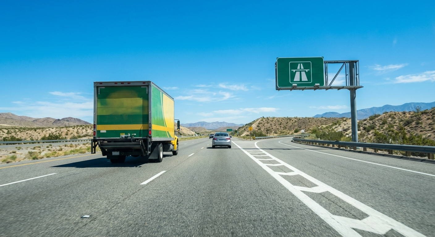 ¿Cuál es la velocidad mínima de un camión circulando por una autopista?