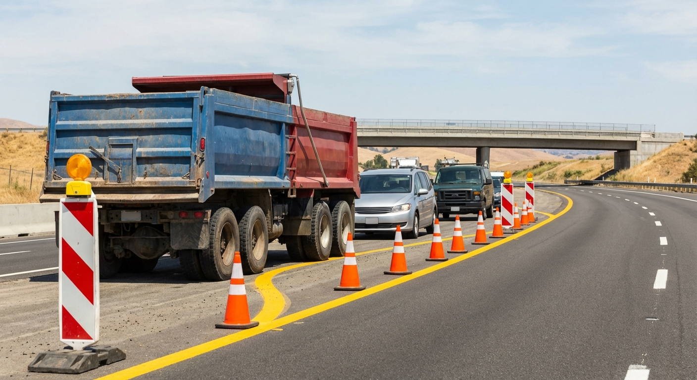 En un estrechamiento sin señalizar ubicado en un tramo de obras, ¿ante qué tipo de vehículos ostentan la prioridad de paso los camiones?