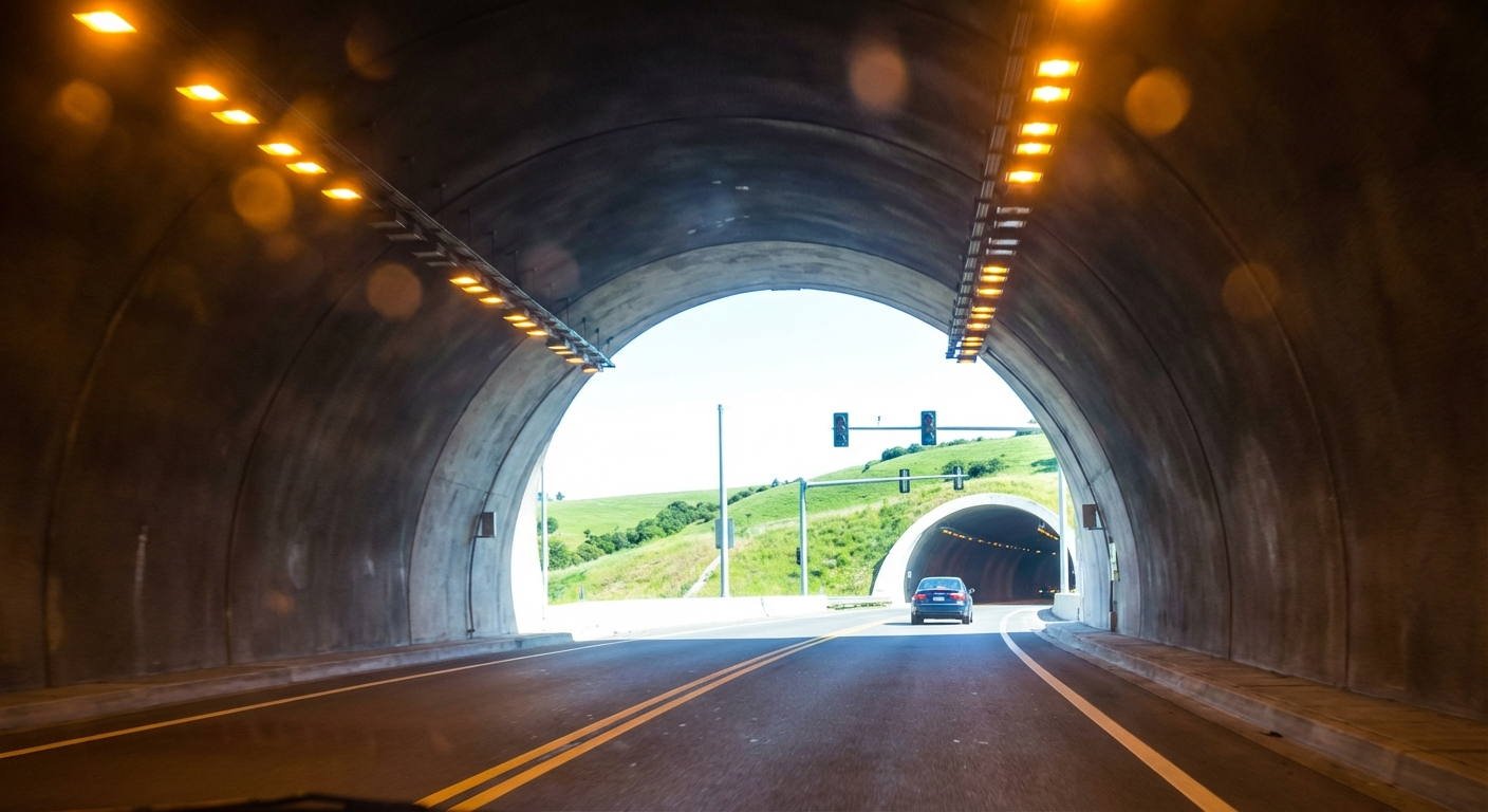 Al circular por un túnel insuficientemente iluminado situado en una vía fuera de poblado, ¿qué alumbrado es obligatorio emplear?