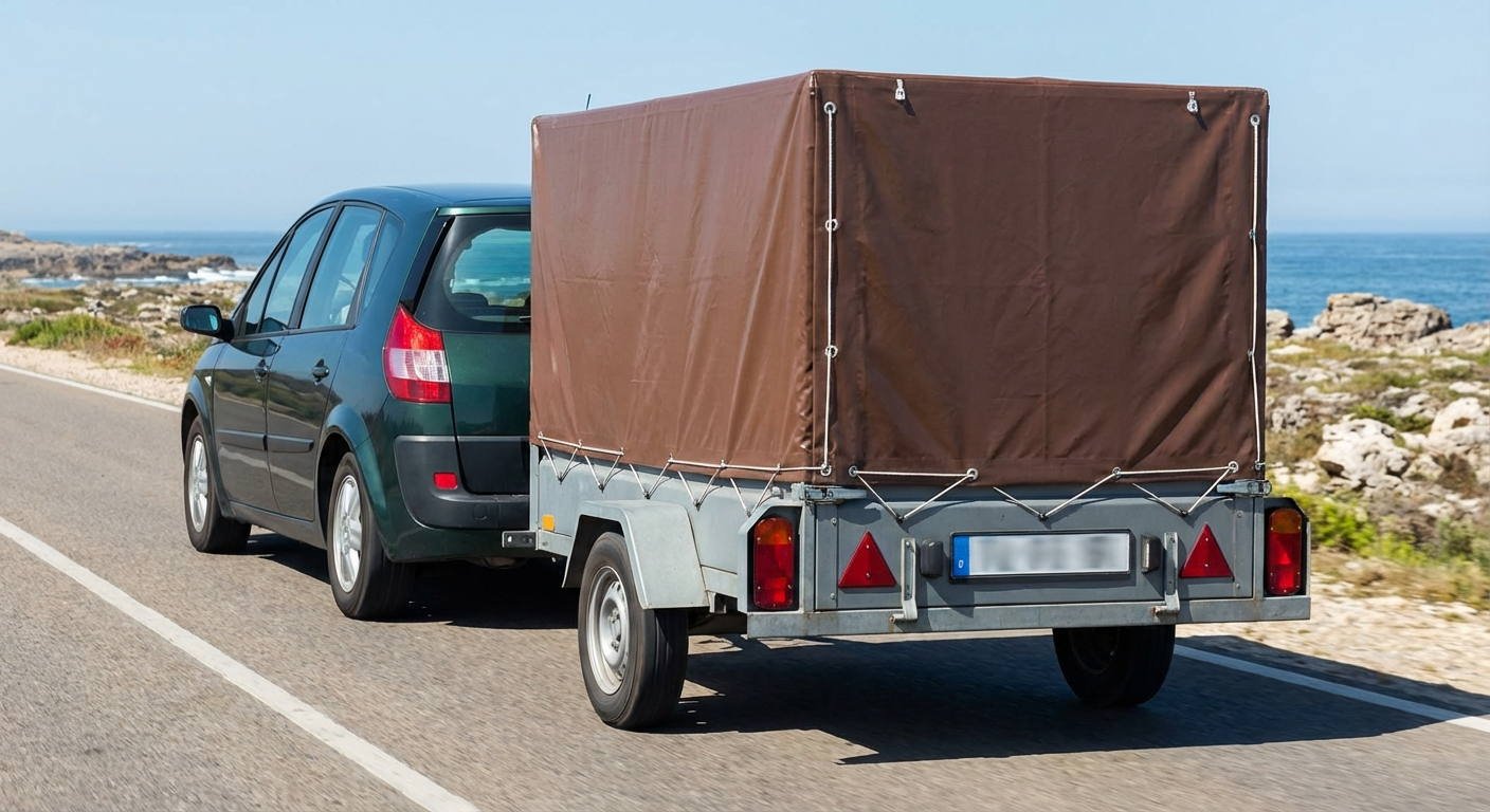 Al circular con un turismo que arrastra un remolque no ligero durante el periodo comprendido entre el ocaso y la salida del sol, ¿es obligatorio que dicho remolque disponga de iluminación en sus placas posteriores de matrícula?