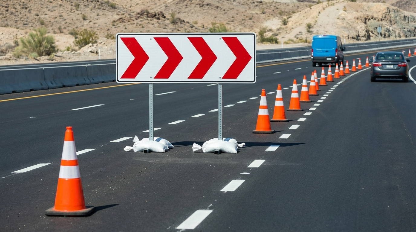 Ante la presencia de estos dispositivos de balizamiento en la vía, ¿qué mensaje se está transmitiendo al conductor?