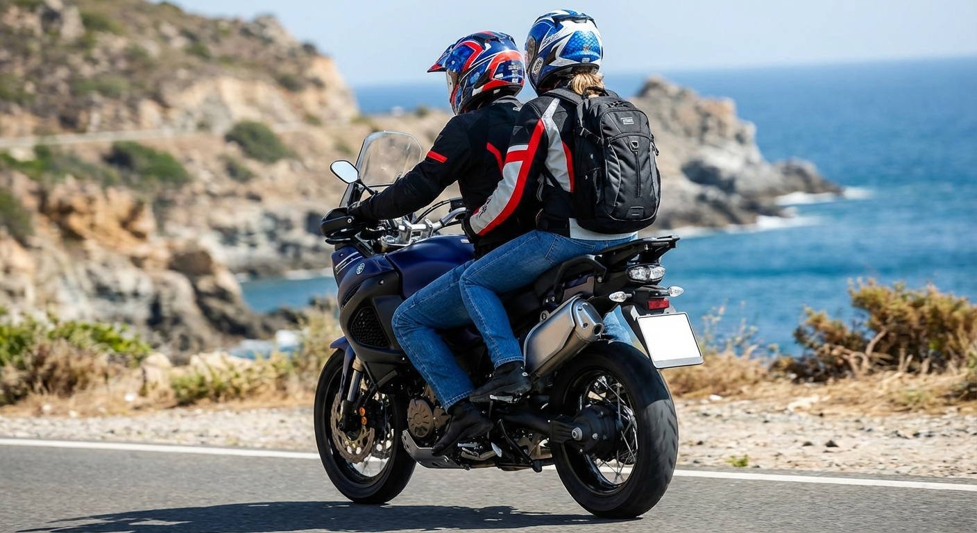 ¿Cuál es la forma reglamentaria en la que debe situarse el pasajero de una motocicleta durante la circulación?
