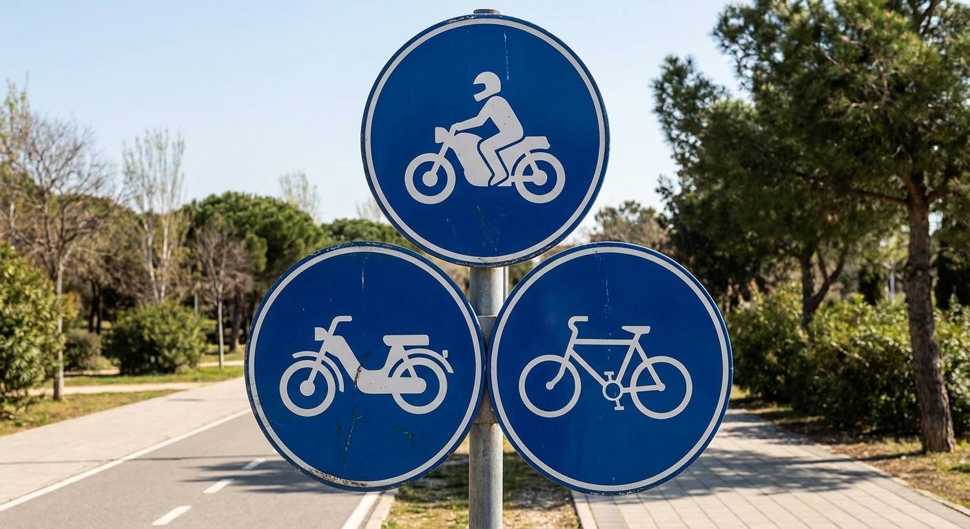 El conductor de una motocicleta está obligado a circular por una vía indicada con...