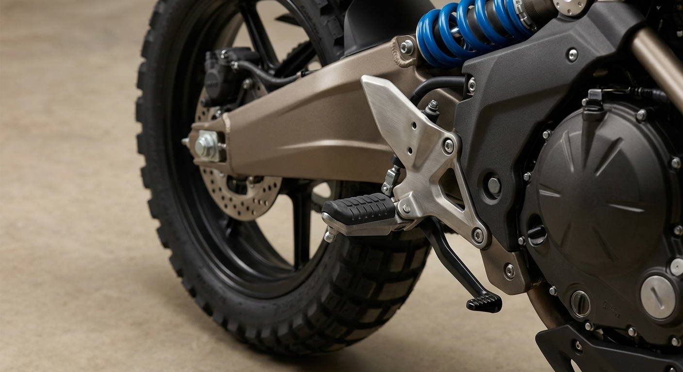 ¿En qué rueda se ejerce la fuerza de frenado al accionar el pedal de freno de una motocicleta?