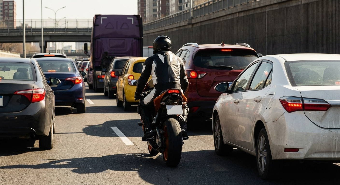 ¿Circula correctamente el motorista que observamos en la imagen?