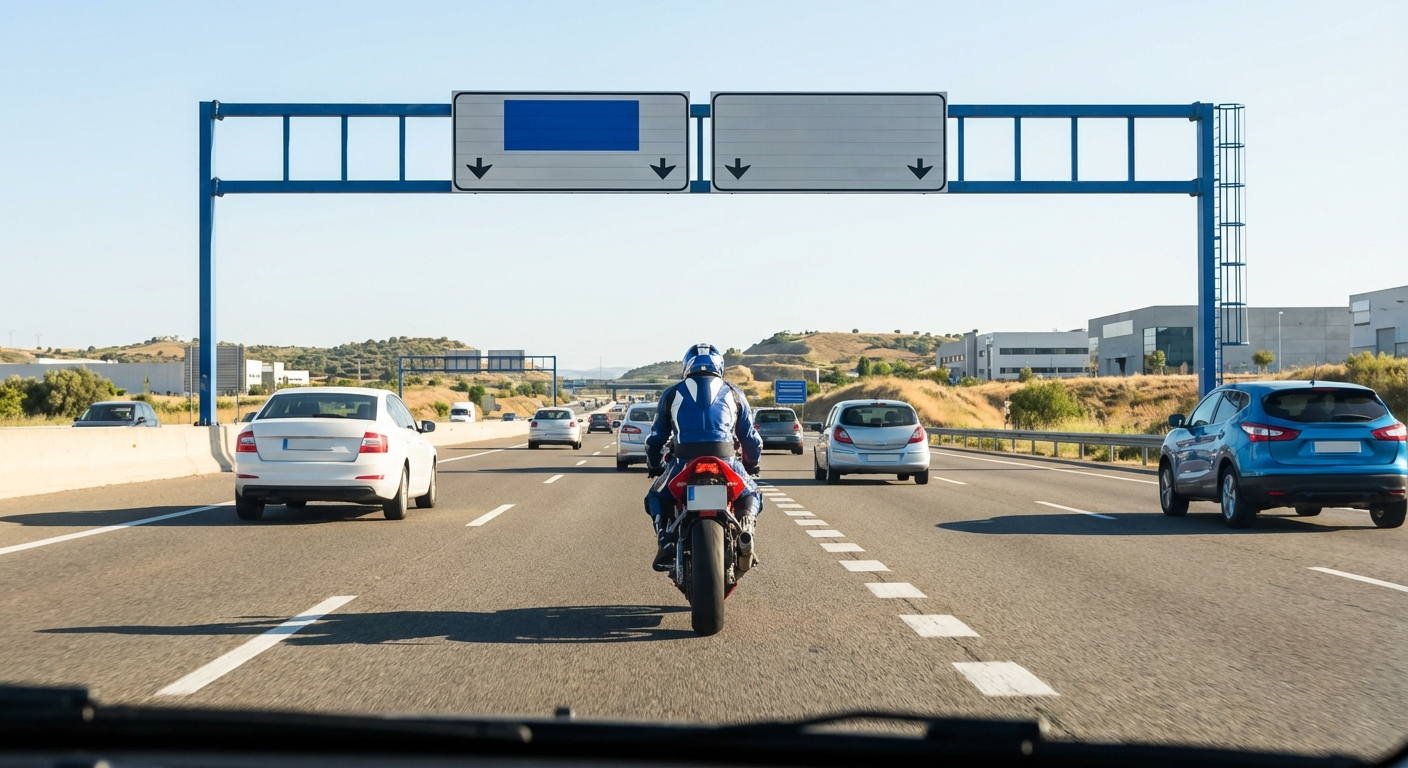¿Se considera que una motocicleta circula de manera reglamentaria por el carril central de una autovía si no tiene la intención de efectuar un adelantamiento?