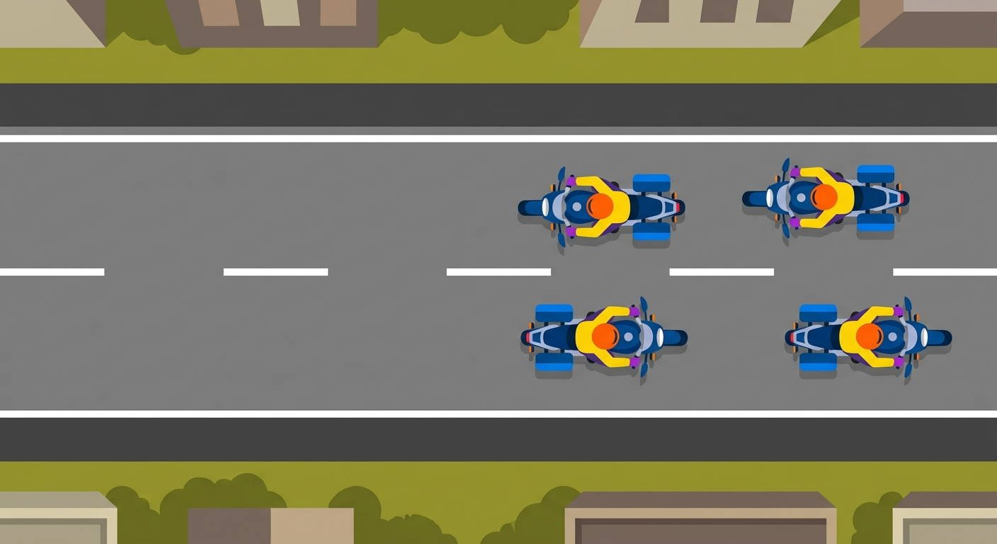 A la vista de la posición que ocupan los motociclistas en la calzada, ¿se considera que su circulación es reglamentaria?