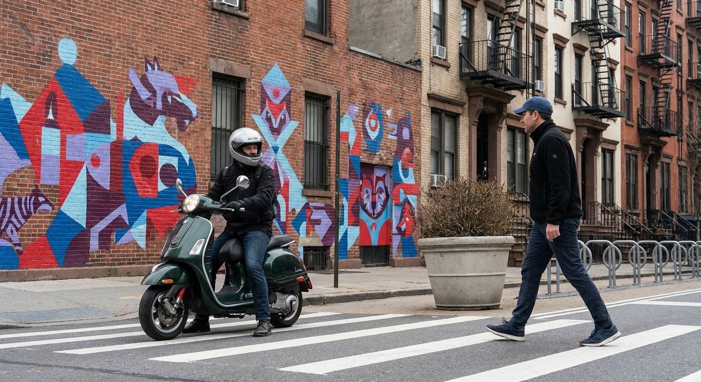 ¿Resulta correcto que el conductor de un ciclomotor detenga su vehículo sobre la marca de paso para peatones para facilitar el cruce de un viandante?