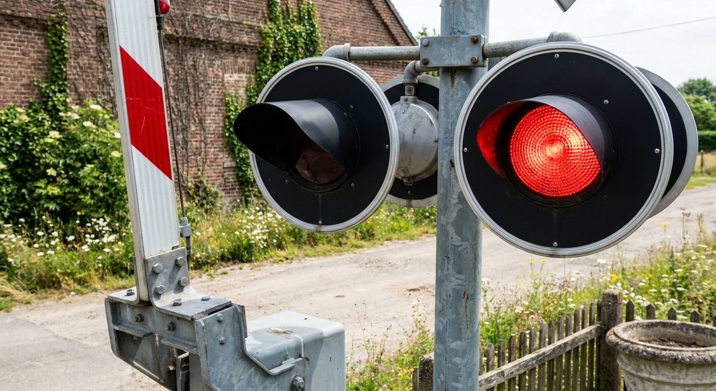 Al aproximarse a un paso a nivel y encontrarse con un semáforo que muestra una luz roja de forma intermitente, ¿qué obligación tiene el conductor?