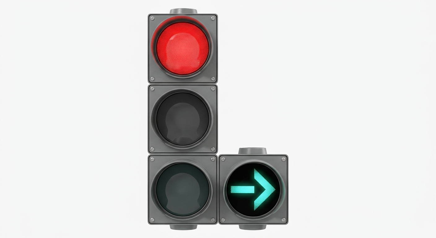 Teniendo en cuenta la señalización del semáforo de la imagen, ¿está usted autorizado a efectuar un giro a la derecha en la intersección?