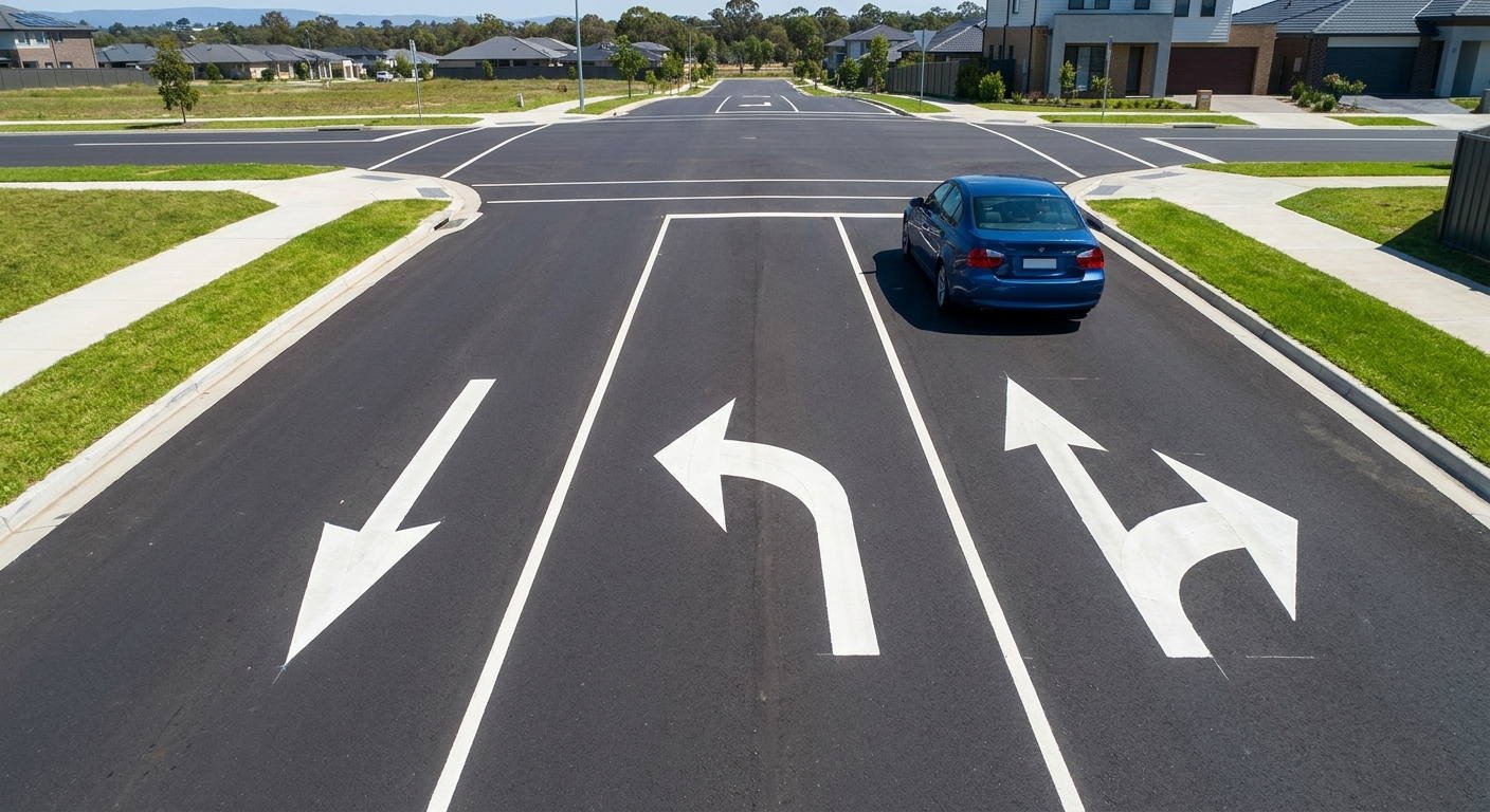 Si circula por el carril derecho y pretende realizar un giro a la izquierda en la intersección, ¿está permitida esta maniobra?