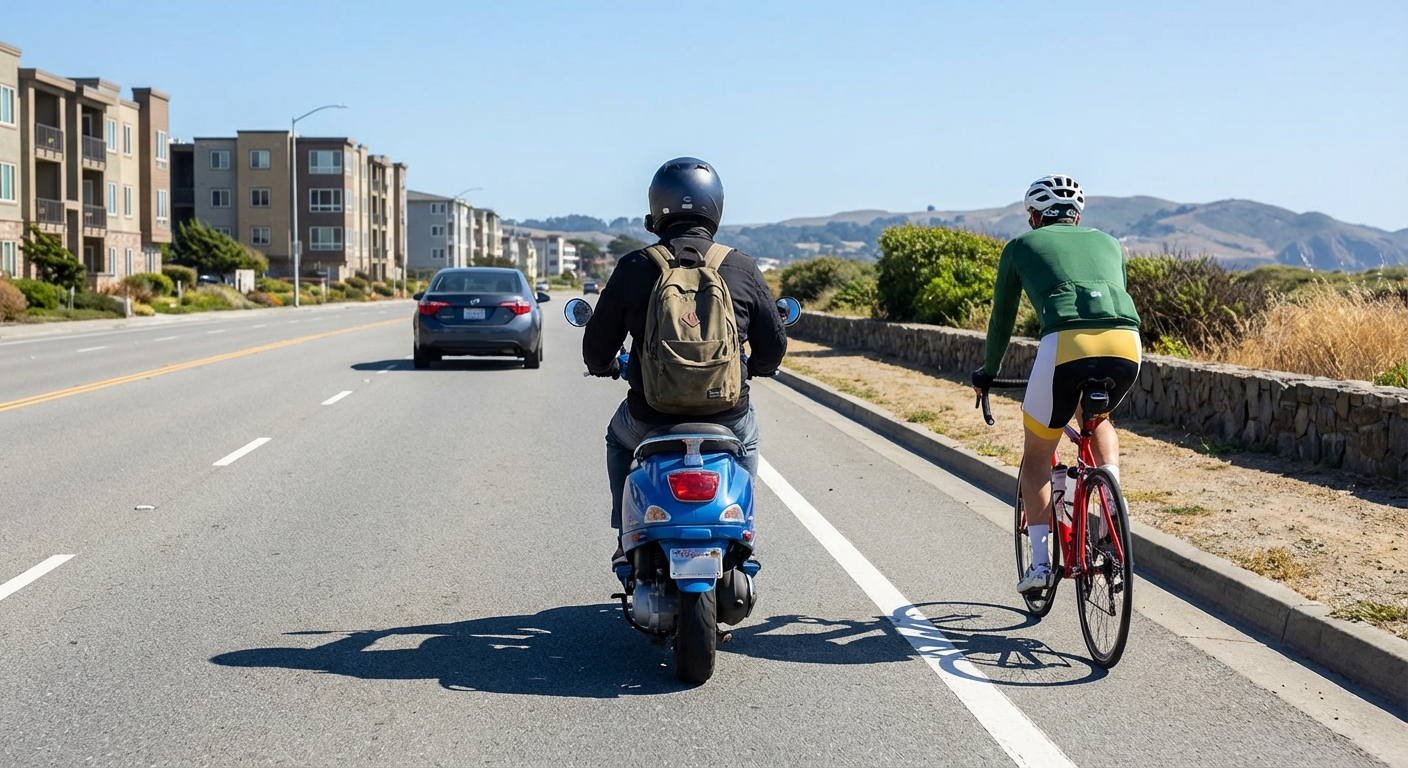 Tras haber rebasado a un ciclista, ¿es obligatorio que la persona que conduce el ciclomotor vuelva a situarse en el arcén?