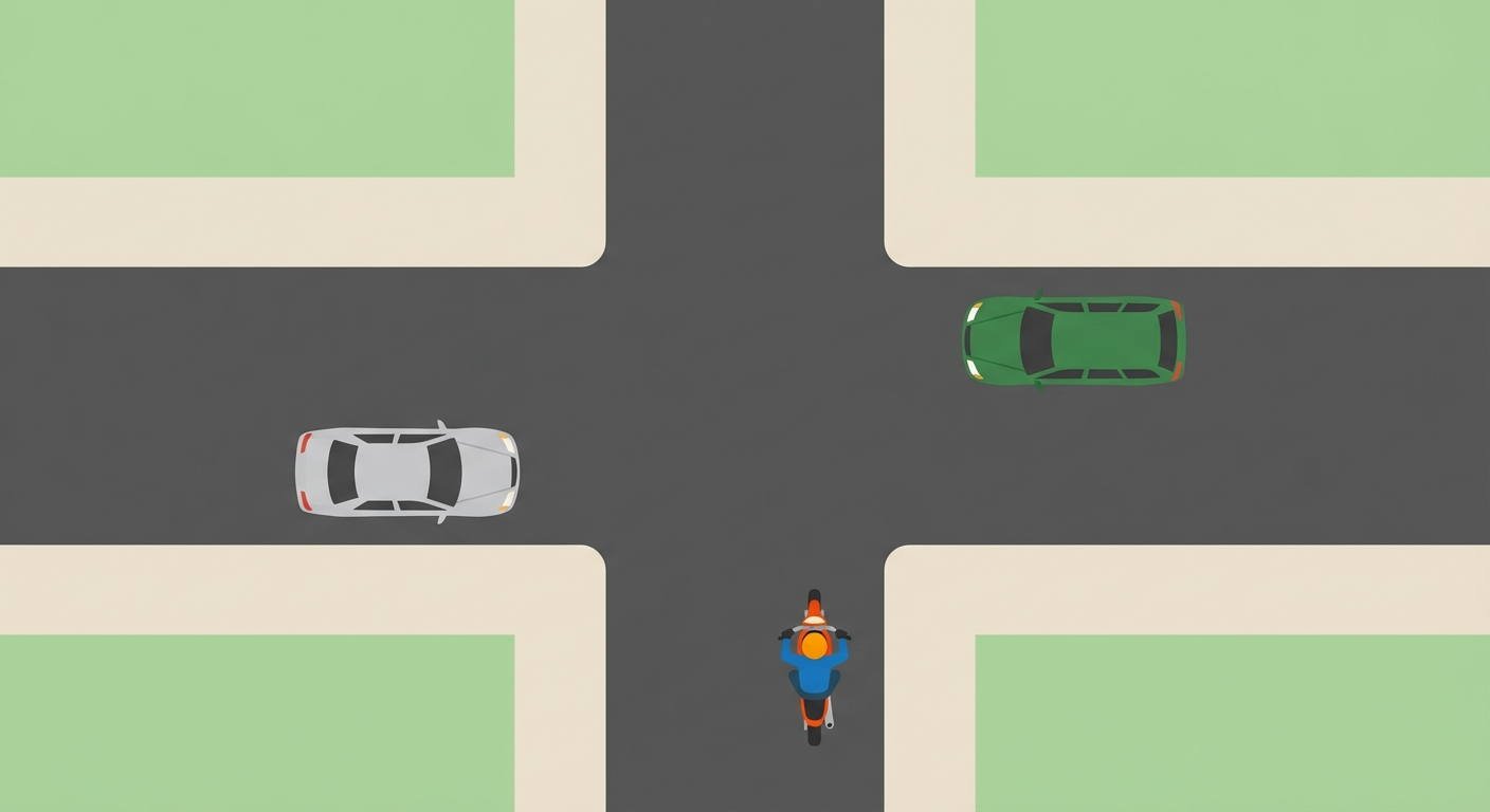 En la intersección mostrada, ¿a qué vehículo tiene la obligación de ceder el paso el conductor del ciclomotor?
