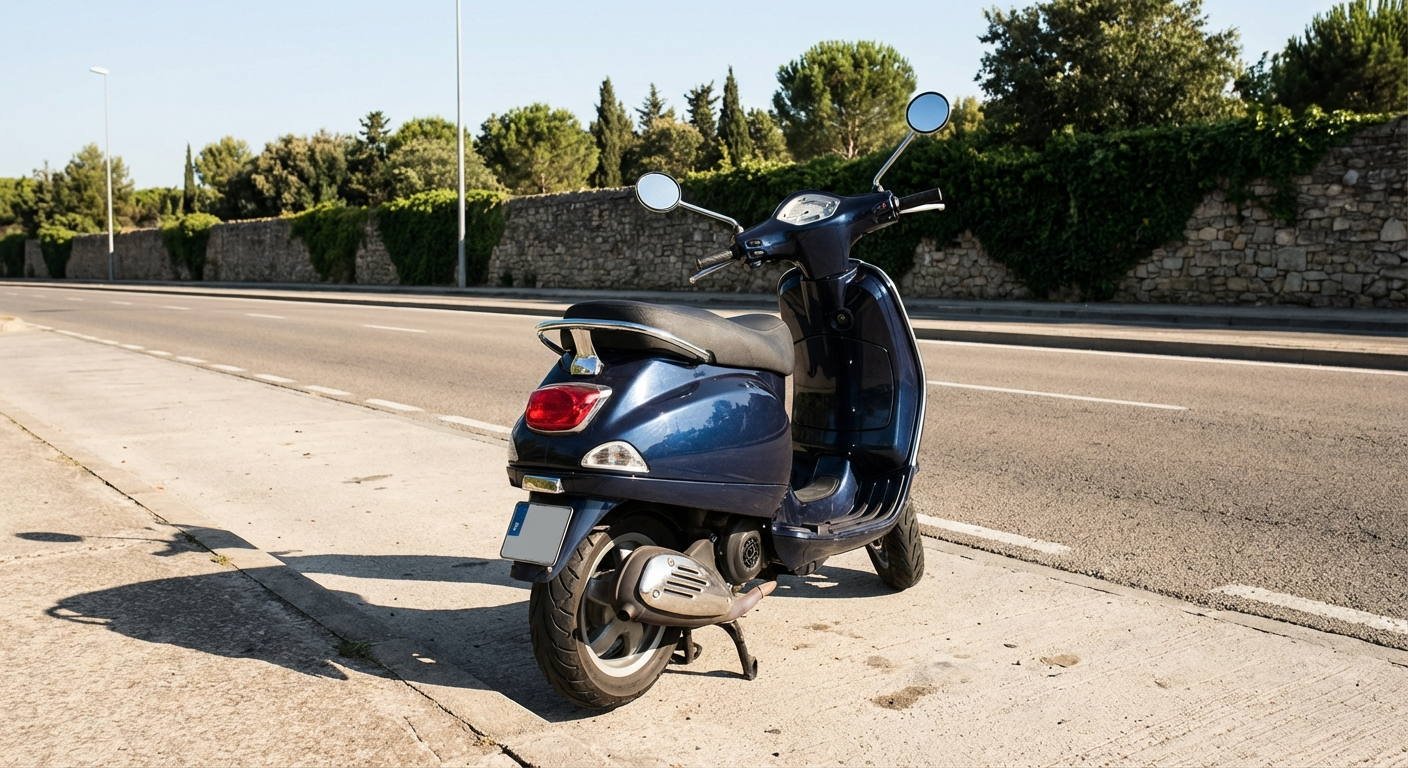 ¿Resulta reglamentario el lugar elegido para efectuar el estacionamiento de este ciclomotor?