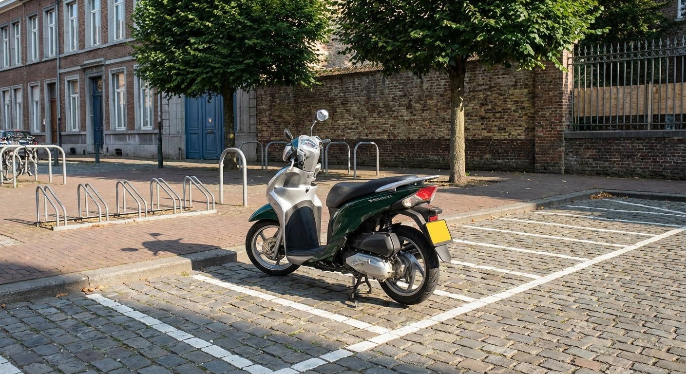 ¿Resulta reglamentario el modo en que se encuentra estacionado este ciclomotor?
