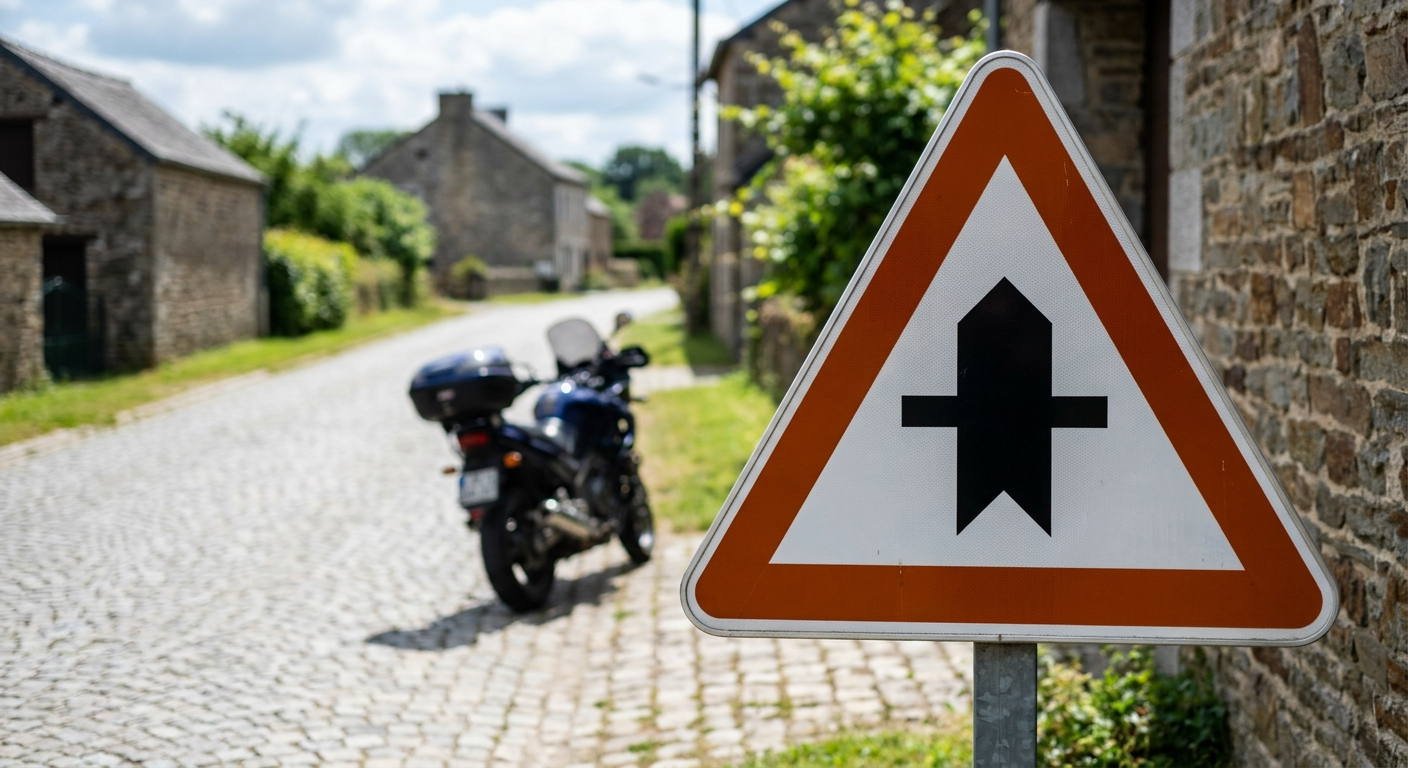 ¿Qué indica esta señal de advertencia de peligro respecto a la prioridad de paso en la próxima intersección?