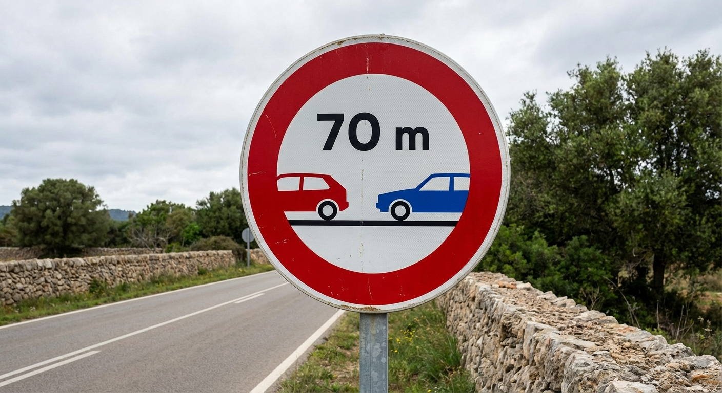 A la vista de la señal, ¿qué separación debe dejar con el vehículo que circula delante?