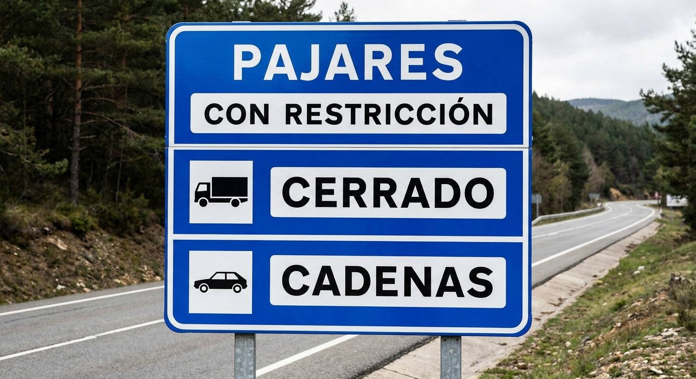 ¿Cómo debe proceder el conductor de un camión que se aproxime a un puerto de montaña y visualice esta señalización?