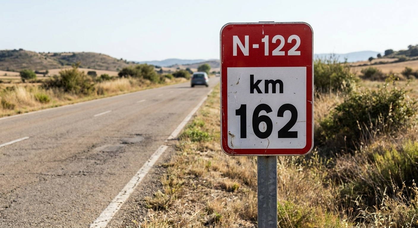 Al visualizar este hito de localización en el margen de la vía, ¿qué información se está transmitiendo al conductor?